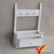 Vintage White Wooden Wall Shelf Design with 1 Drawer